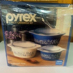 3 Piece Pyrex set Colonial  Mist